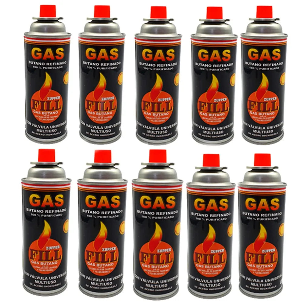 10 Gas Butano Ultra Refinado Valvula Universal Cocinillas Fill S1734