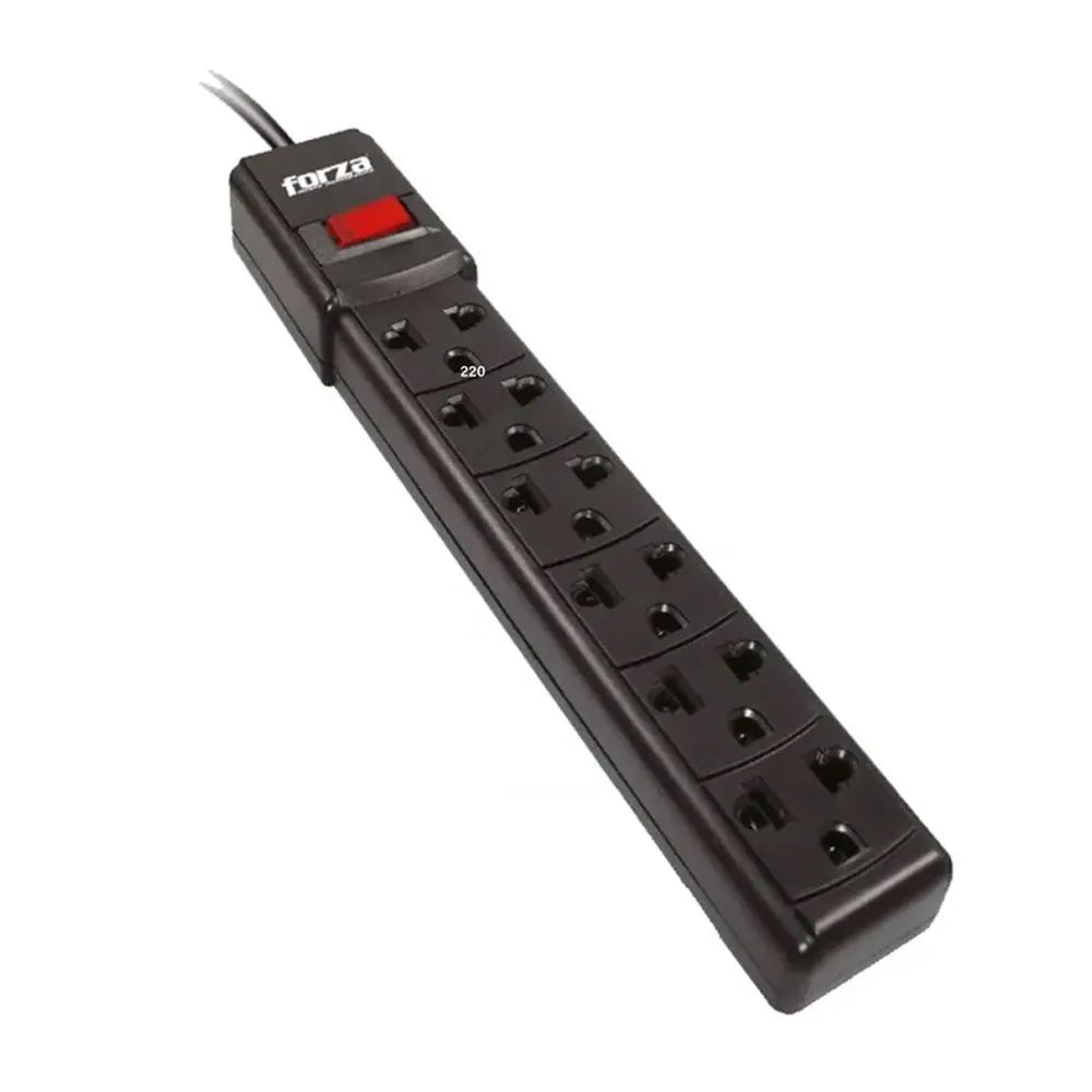 Extensión de 6 Salidas FORZA cable 90cm Regleta Supresor de Picos 2200W S1787