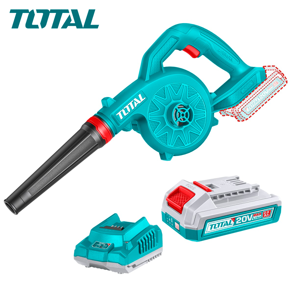 Sopladora Inalámbrica 20V TOTAL 18000 RPM 2.7 m³/min con Batería 2.0Ah y Cargador Plataforma P20S TABLI20781S2317