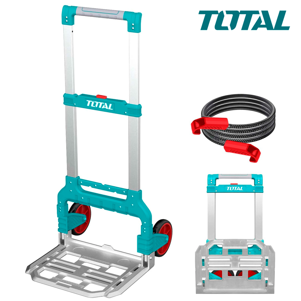 Carro de Carga Plegable TOTAL Industrial 130kg de Aluminio con Ruedas TPR 175mm y Cuerda Elástica THWB61201 S2325