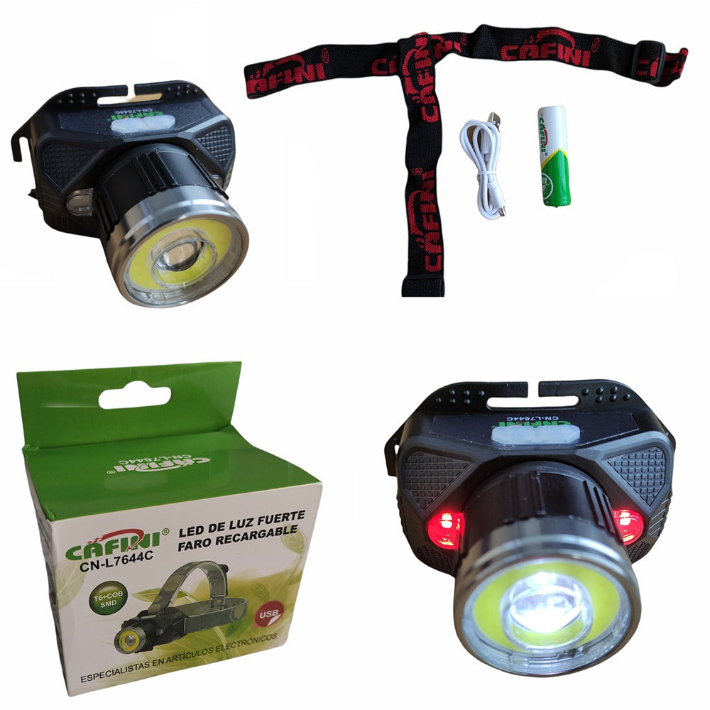 Linterna frontal recargable Cafini Luz led fuerte CN-L7644C S0814
