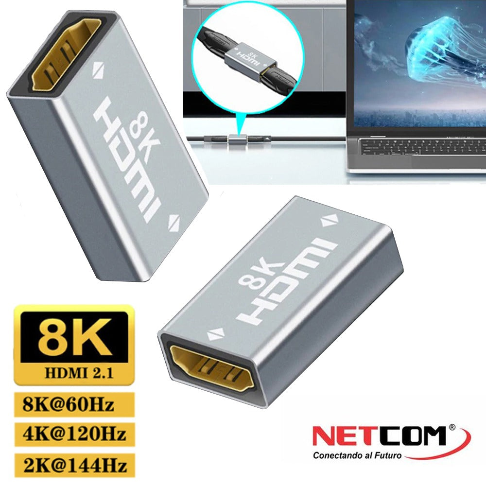 Empalme HDMI 8k 2.1 ULTRA HD hasta 10 metros extiende hdmi 8k Netcom S1151