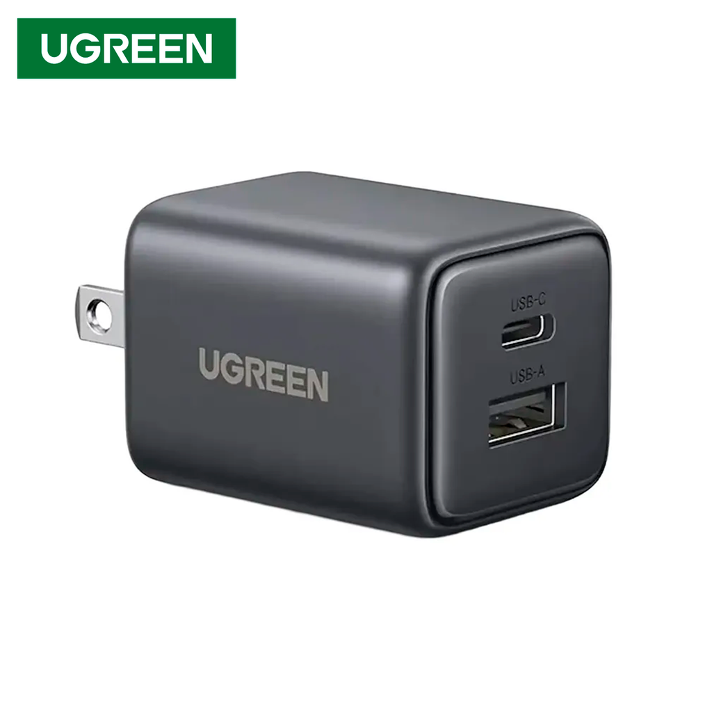 Cargador de Pared UGREEN 20W GaN Dual USB-C y USB-A PD QC 3.0 Clavija Plegable S2288
