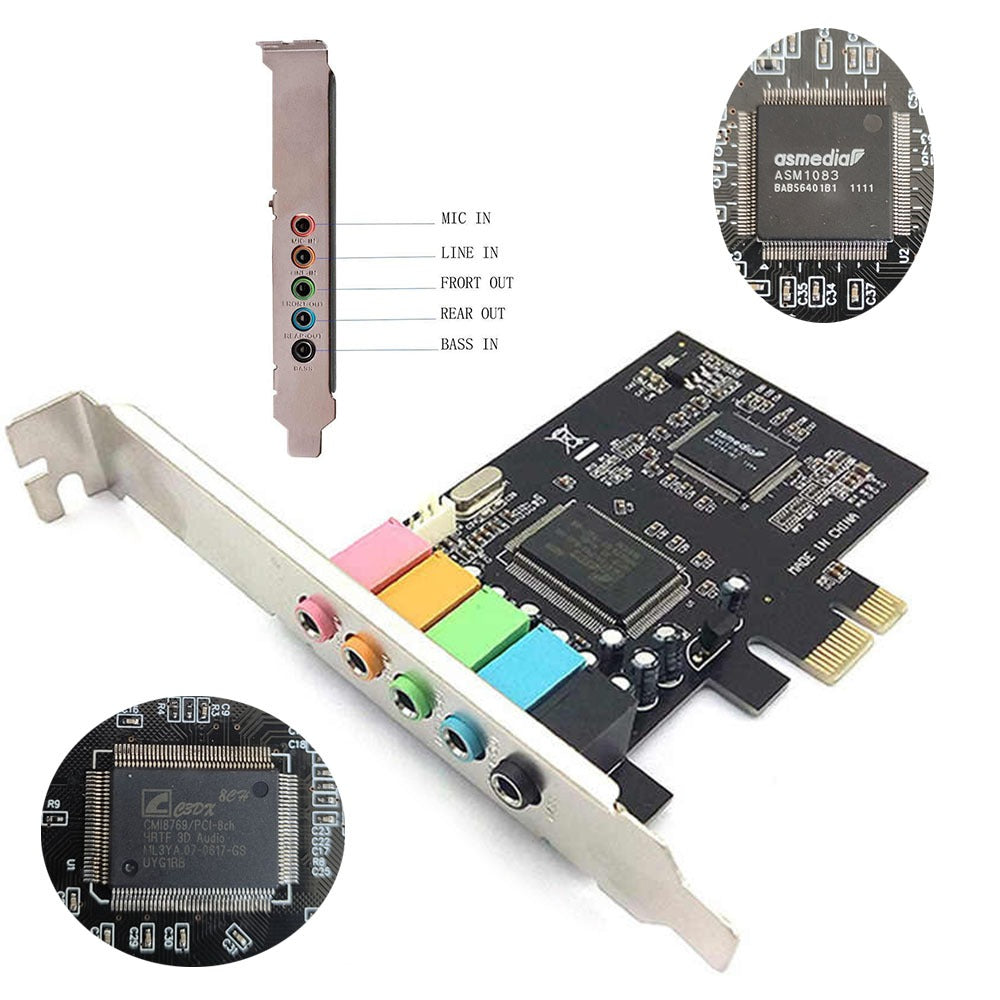 Tarjeta De Sonido interna PCI express 5.1 chip CMI8769 8 canales S0827