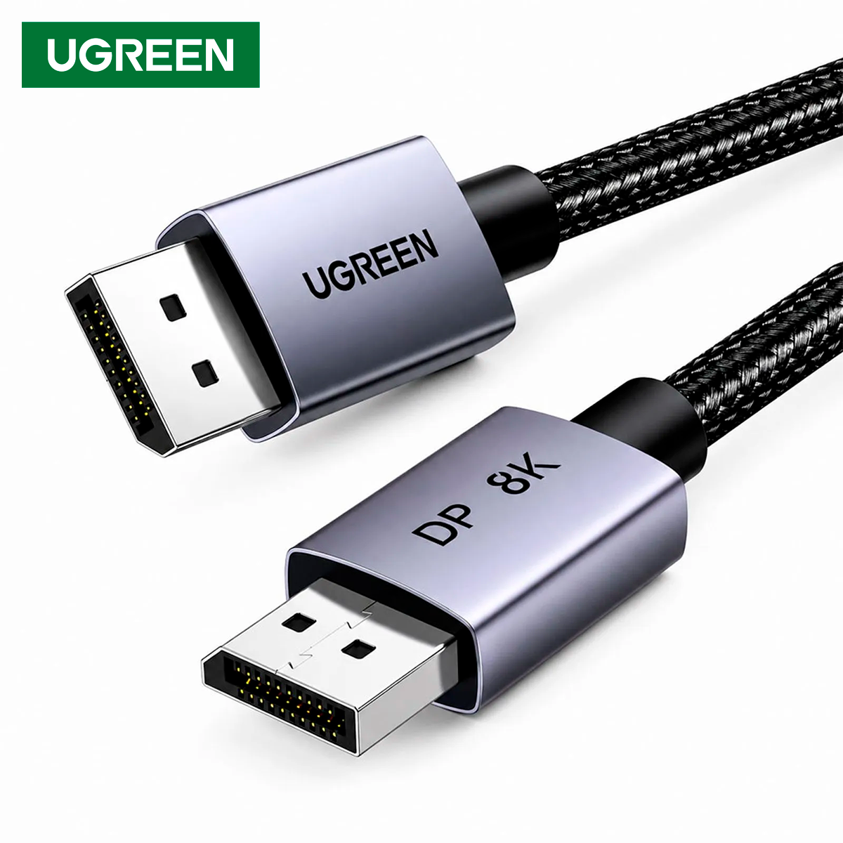 Cable DisplayPort a DisplayPort UGREEN DP120 8K 60Hz 2 Metros Malla Trenzada Conectores Metálicos Reforzados DP 8K para Monitores Gamer Tarjetas Gráficas y PC