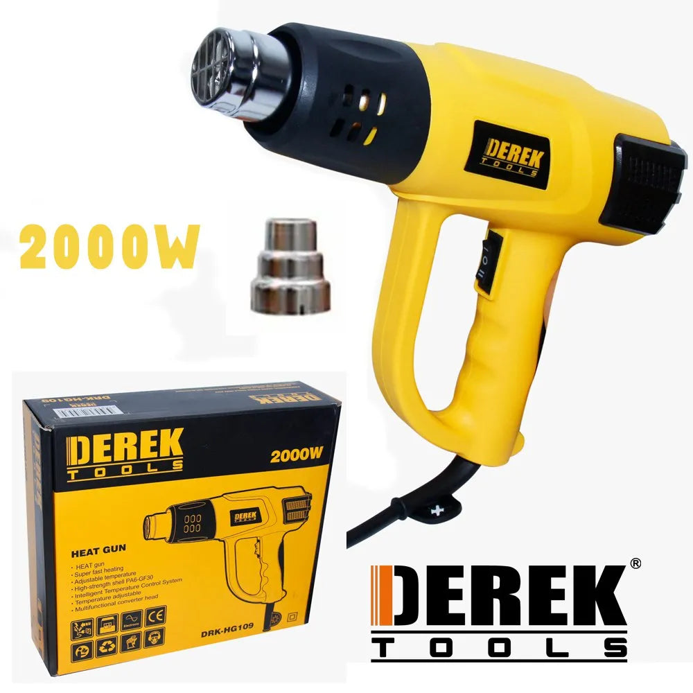 Pistola de Calor 2000W Derek Tools Flujo Aire Caliente Empaque S1661