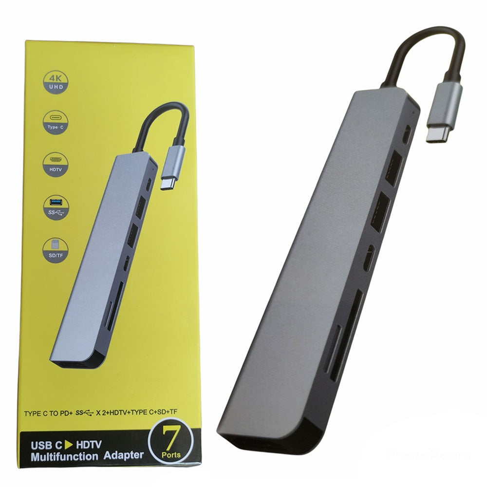 Adaptador Tipo C a Hmdi 4k 7 en 1 Usb 3.0 lector tarjetas Multipuerto S0828