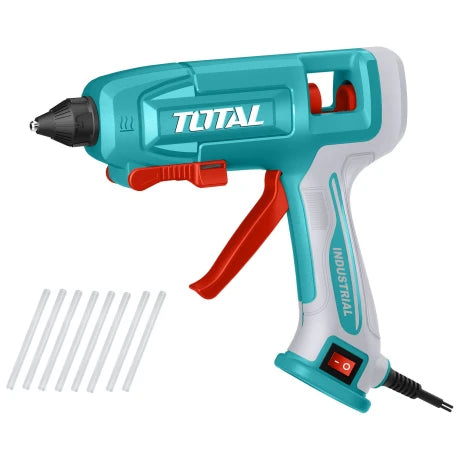 Pistola de Silicona Caliente TOTAL Industrial 45W / 250W para Barras 11.2mm Flujo 20-30g/min con 8 Barras TT401116 S2321