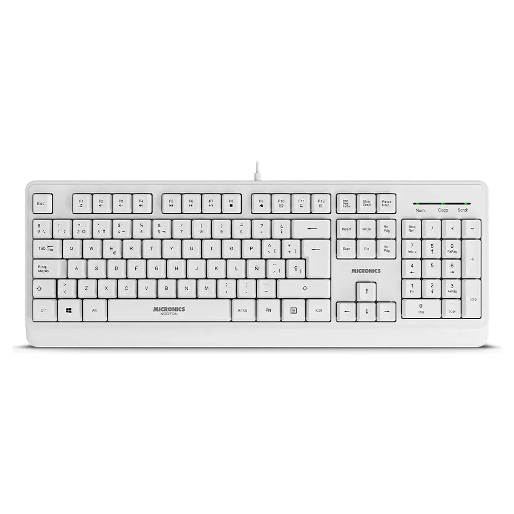 Teclado Multimedia USB Micronics Norton Blanco 105 Teclas Teclado Numérico UV MIC K608W s2239