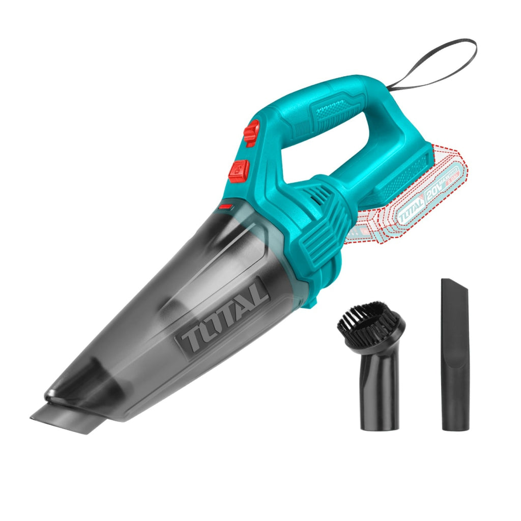 Aspiradora de Mano Inalámbrica TOTAL 20V 0.5L Succión ≥9kPa Portátil con Boquilla y Cepillo TVLI201261 S2315