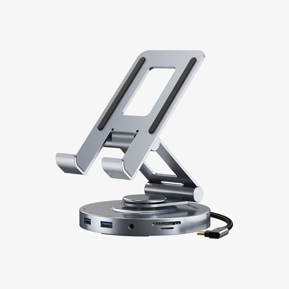 Docking Station y Soporte 8 en 1 USB-C CABLETIME 4K 60Hz PD 100W SD/TF 3.5mm Base Giratoria 360° iPad Pro Air CB02G S2277