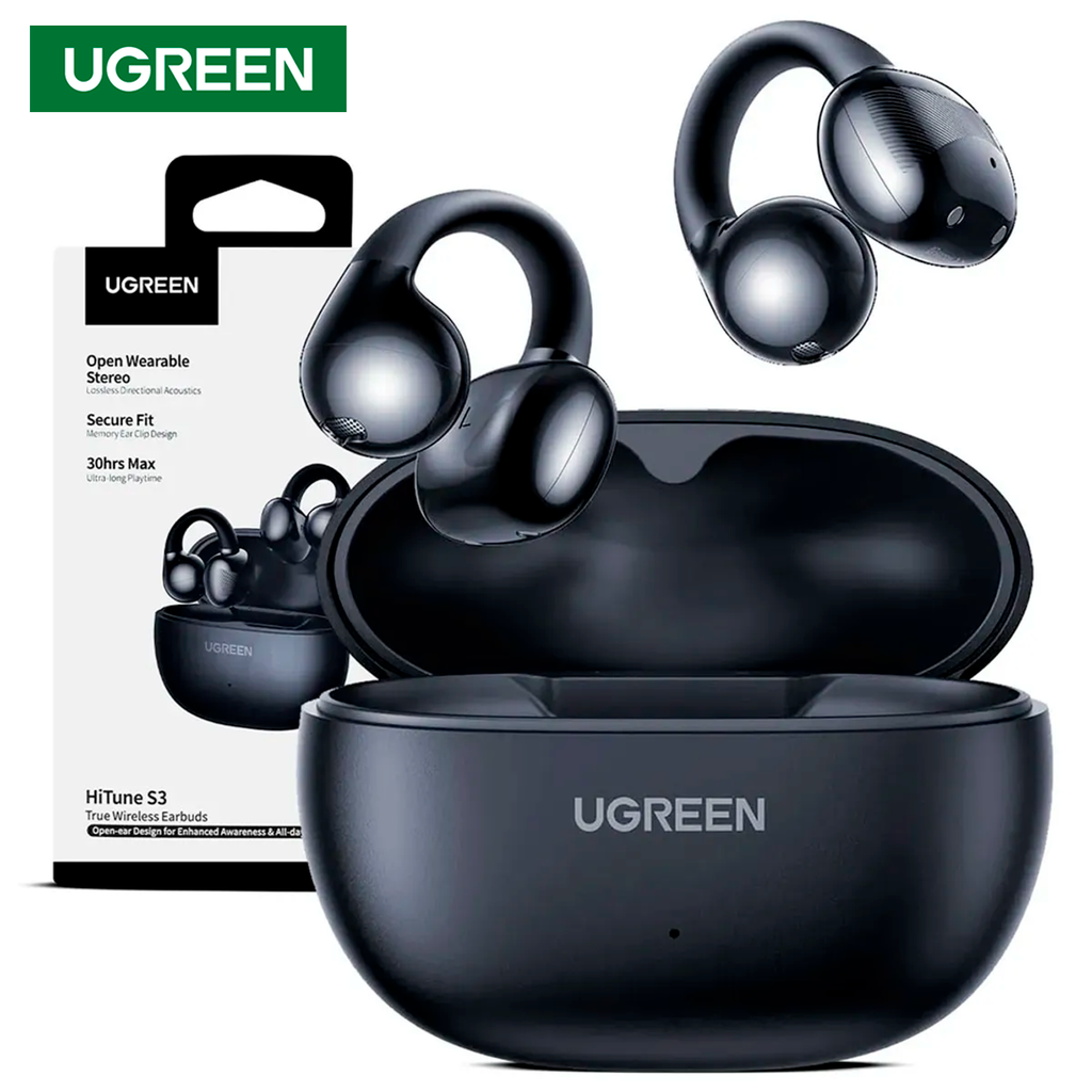 Audífonos Inalámbricos Open-Ear Ugreen HiTune S3 WS209 Bluetooth 5.4 Clip-On Batería 30H Negro S2216