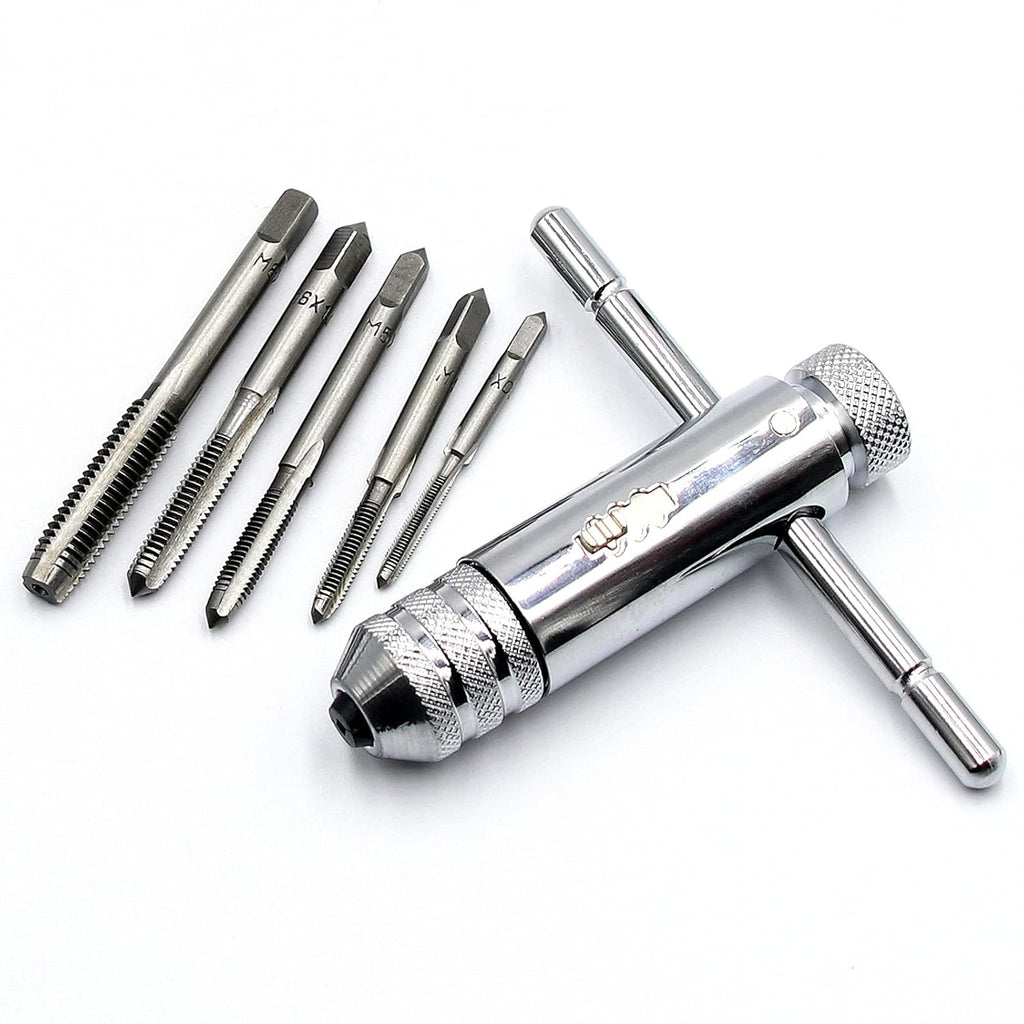Juego de Maneral de Trinquete Tipo T con 5 Machuelos de Roscar (M3-M8) S2119