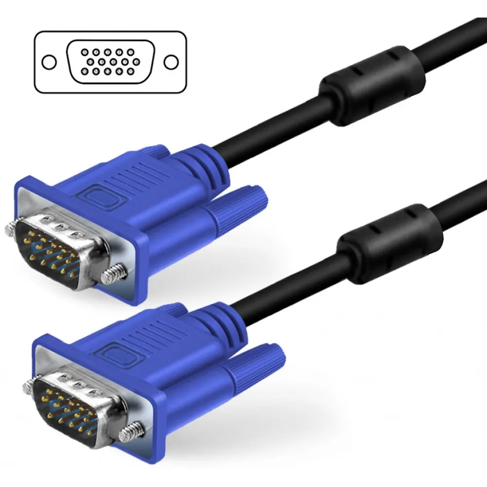 Cable VGA 3 Metros 15 Pines Doble Filtro Macho Negro S14100