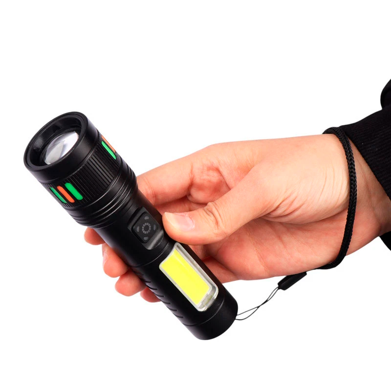 Linterna Táctica LED Recargable USB con Luz Lateral COB S2030