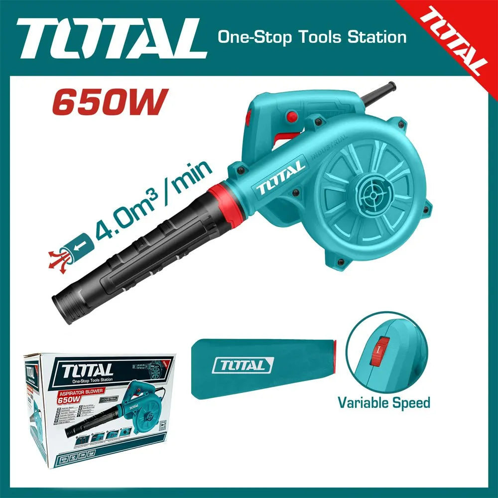 Soplador Aspirador de Aire 650W TOTAL | Profesional para PC, Laptop y Talleres S1837