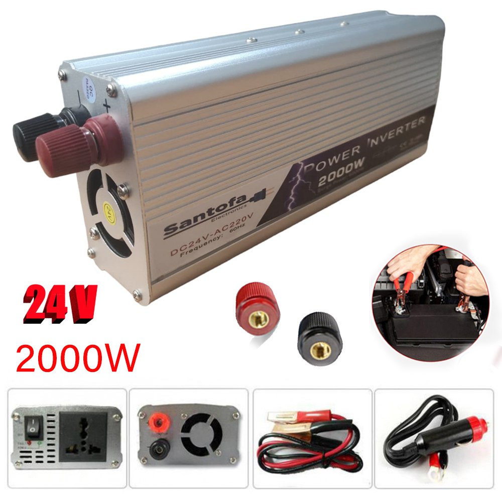 Inversor de Corriente 24V a 220V | 2000W - 4000W Pico | USB SANTOFA S1381