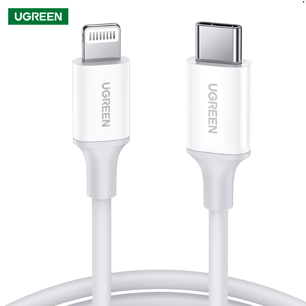 Cable USB-C a Lightning Ugreen Carga Rápida PD Certificado MFi 1 Metro Blanco S2195