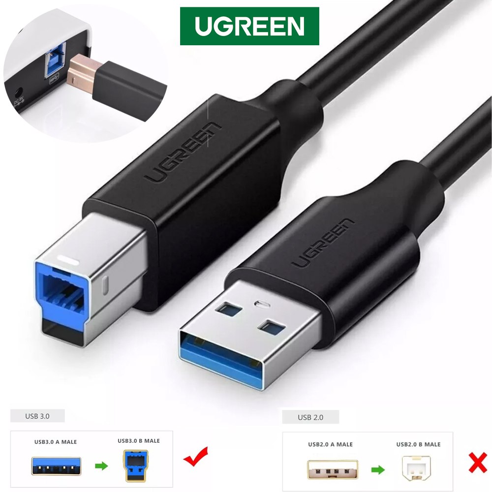 Cable USB 3.0 para Impresora Tipo B UGREEN | 2 Metros | 5 Gbps S1440