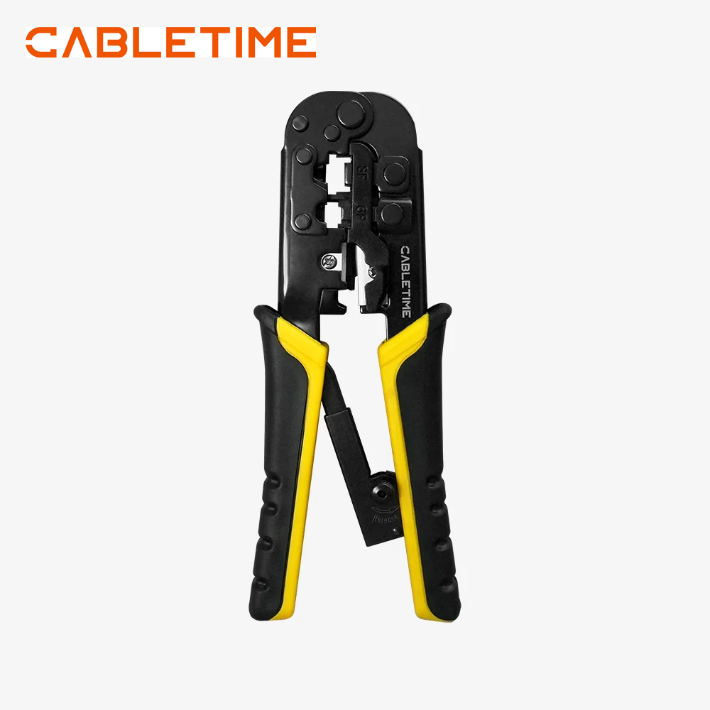 Alicate Crimpador Ponchadora 3 en 1 CABLETIME RJ45 Cat5 Cat6 RJ11 8P 6P 4P Acero al Carbono CNT1C s2273