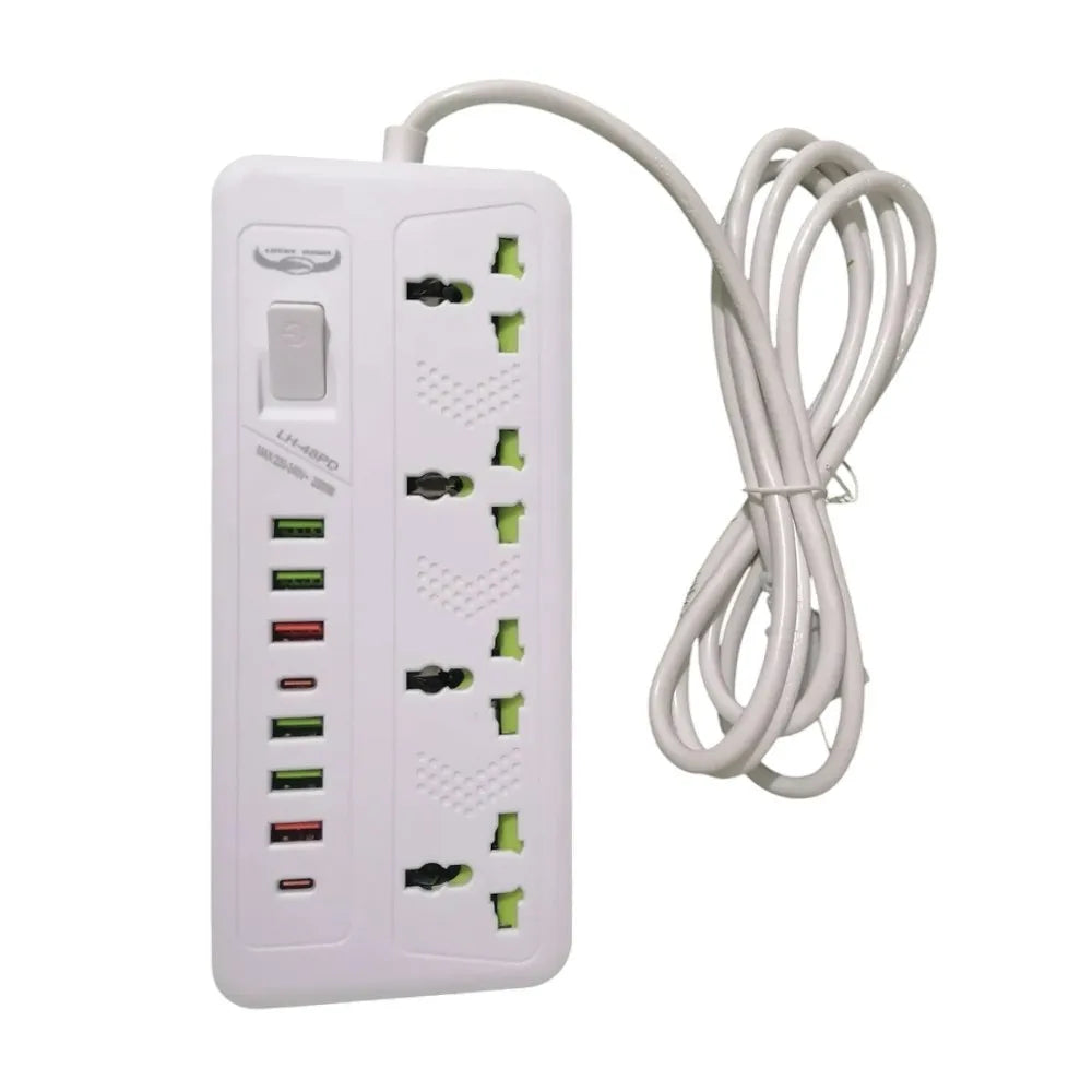 Regleta Eléctrica 6 USB + 4 Tomas Carga Rápida PD 2m Cable 2500W S1931
