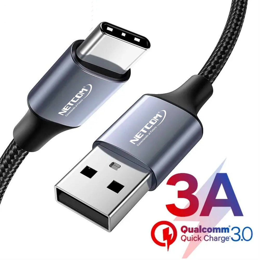 Cable USB a tipo C NETCOM 3A carga rápida 1.8 Metros S1349