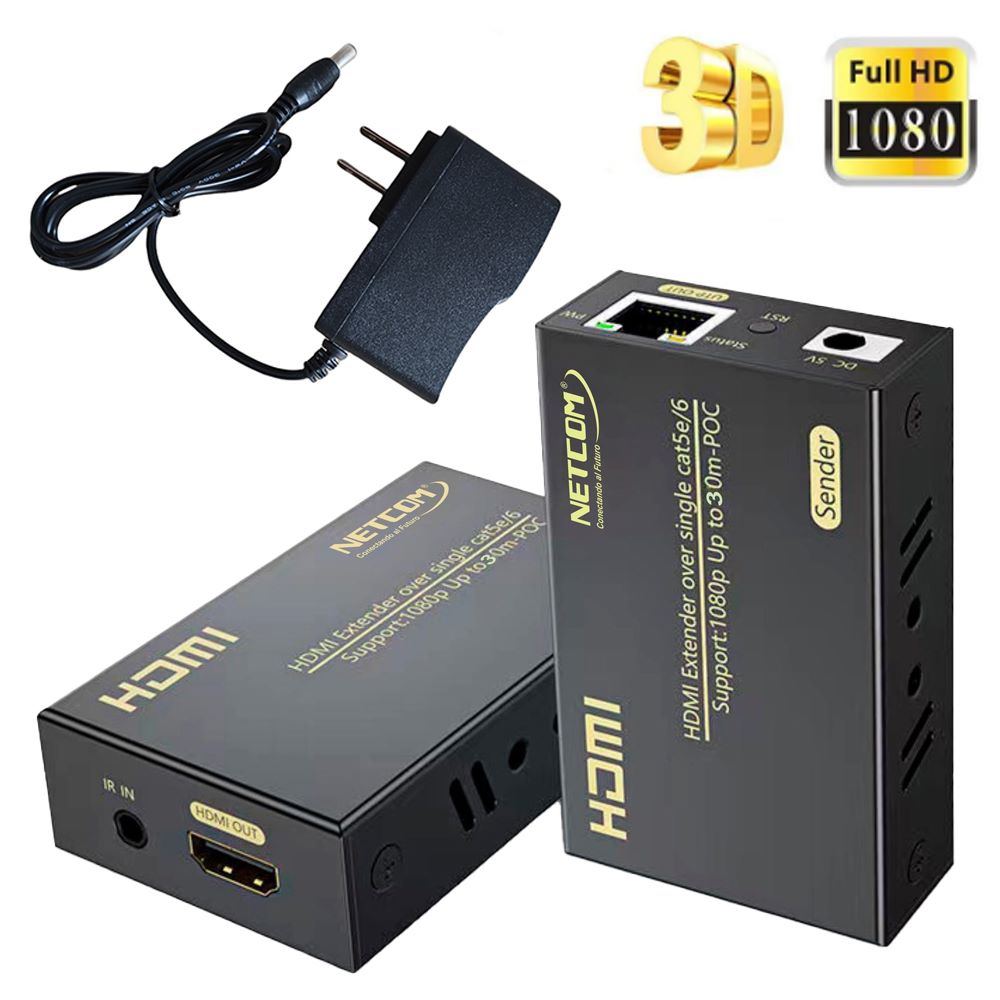 Extensión Extender Hdmi x Rj45 Utp Cat 5 6 7 Hasta 30 Metros NETCOM S1341