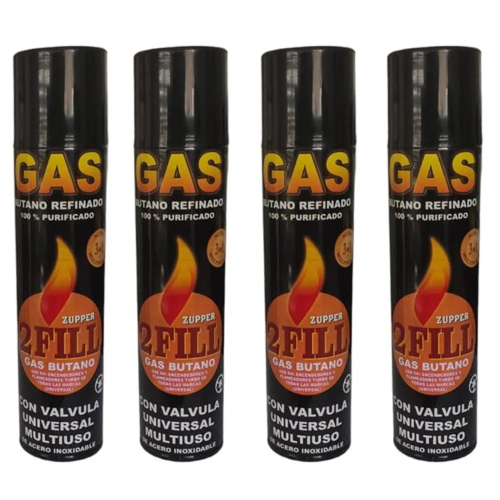 4 Gas Butano Ultra Refinado Recarga Todo Tipo Encendedores S1727