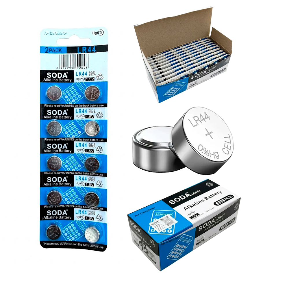 Caja de Pilas Alcalinas 1.5V SODA LR44H (200 Unidades) S2117