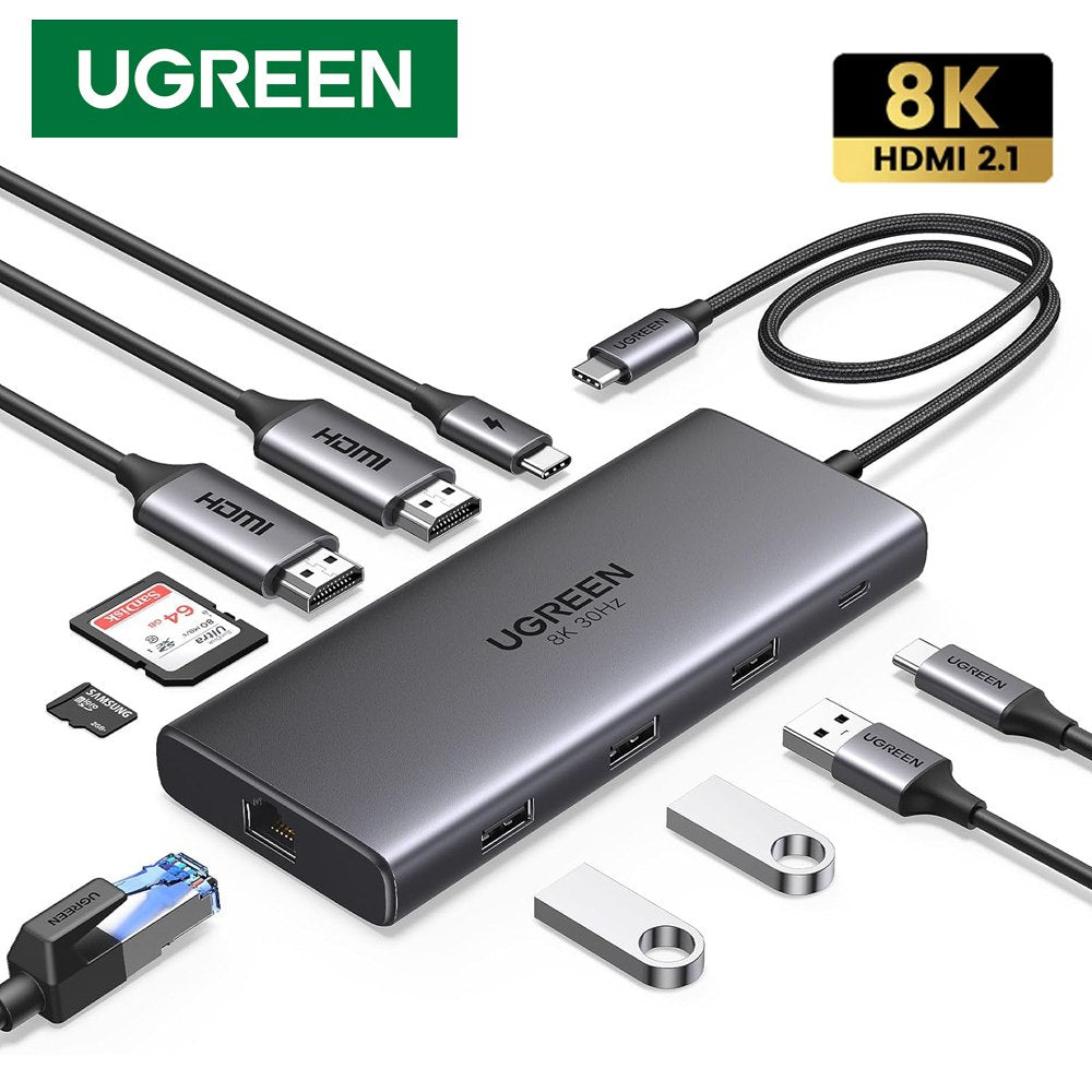 Adaptador Tipo C 10 En 1 Multiport Hub Estacion Lan Hdmi 8K 4k ugreen S1584