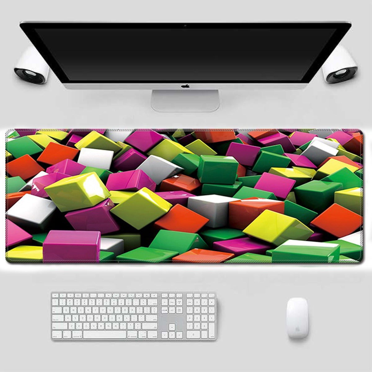 Mouse Pad Base de Escritorio Extra Large 80x30cm | Cubos 3D S0649-58