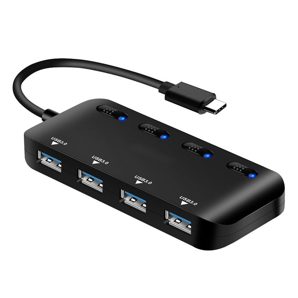 Hub 4 Puertos independientes Usb 3.0 Tipo C 5gbps Indicador led S0794