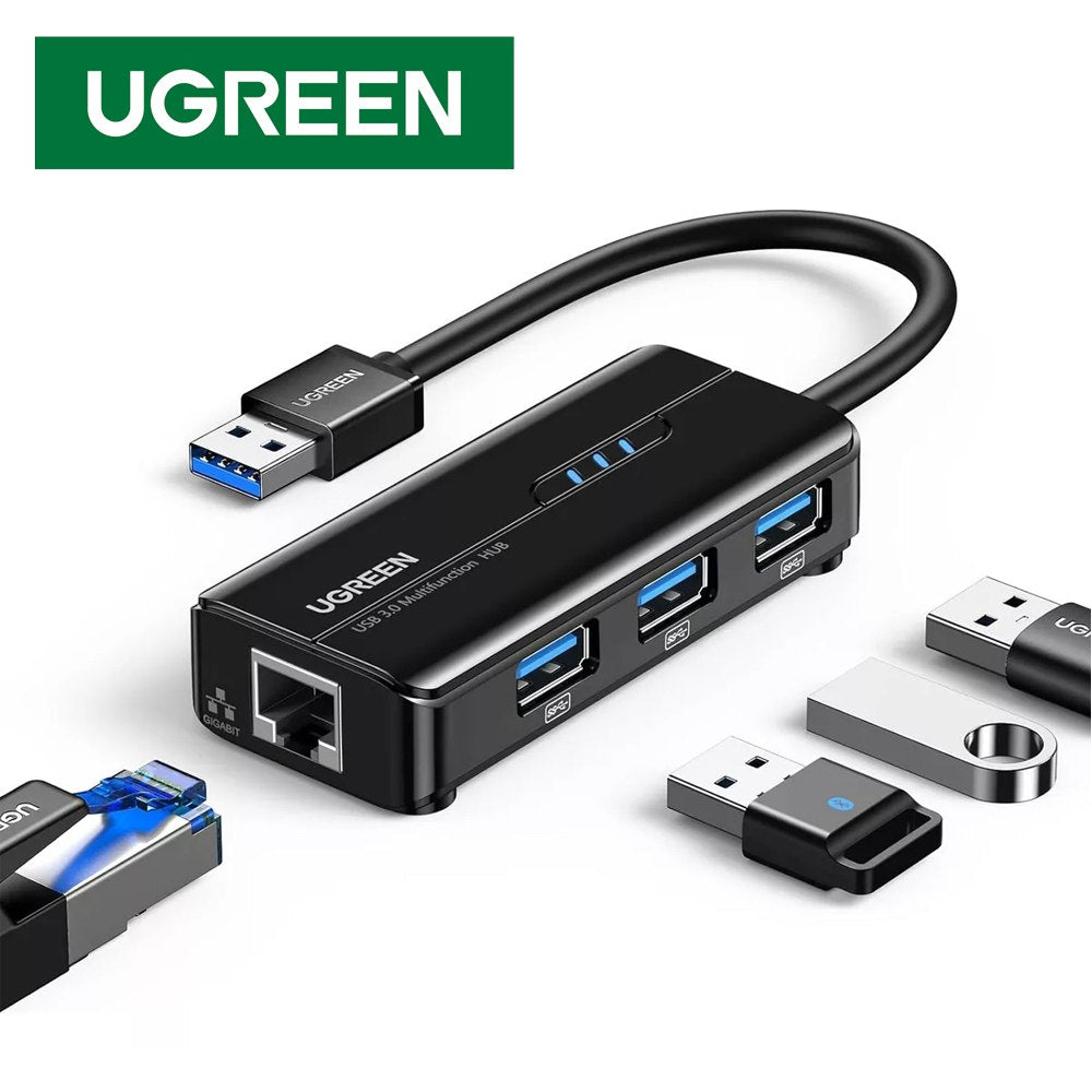 Adaptador Usb 3.0 a Rj45 Lan Ethernet + Hub 3 Puertos USB 3.0 UGREEN S1643