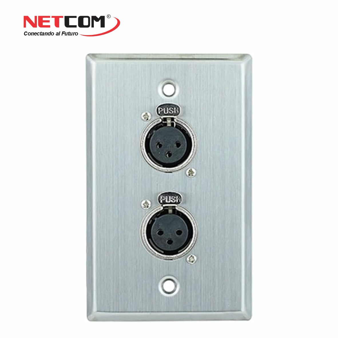 Placa de Pared Doble con 2 Conectores XLR Hembra de 3 Pines NETCOM Faceplate para Audio Profesional s2062