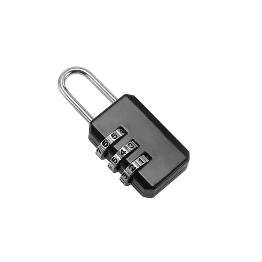Candado Seguridad Mochilas Casillero Maleta Viaje 3 Dígitos- Negro S1114