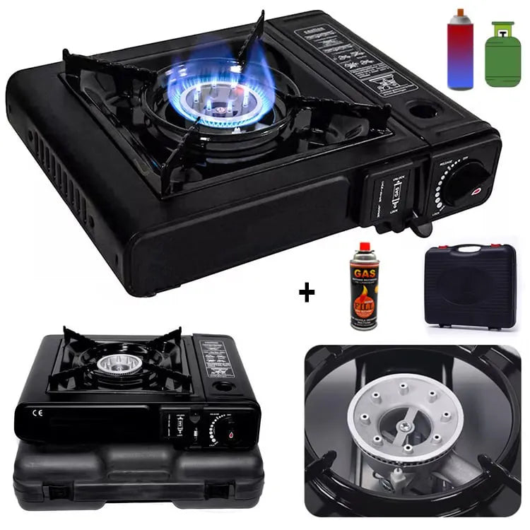 Cocina a Gas Portatil 1 Hornilla 2 en 1 + Gas 480ml Camping S1414