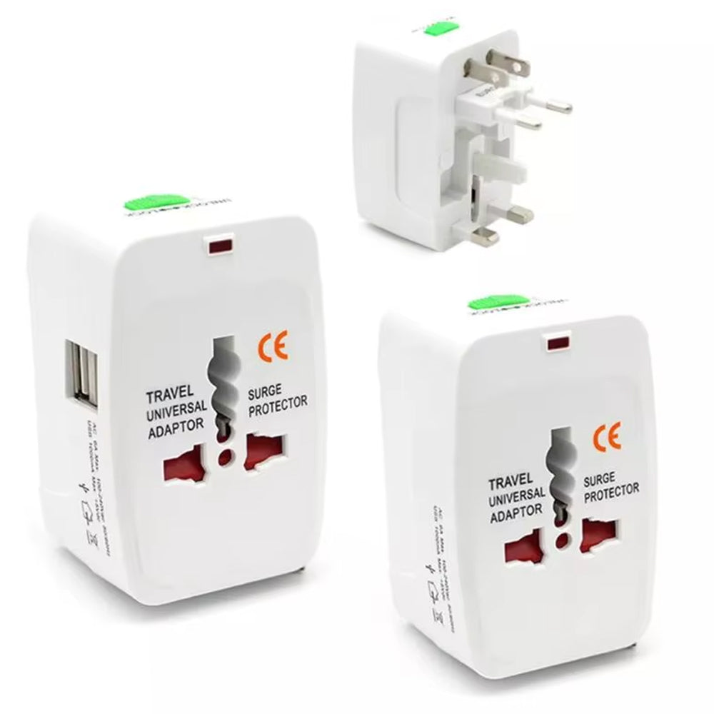 Adaptador Internacional Enchufe Universal Viajero 110v 220v + 2 USB S2010