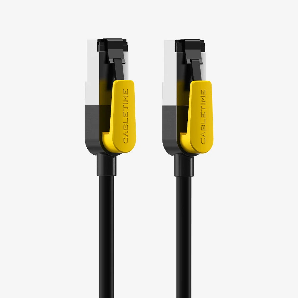 Cable de Red Ethernet Cat 7 CABLETIME 3 Metros 10Gbps 600MHz Doble Blindaje S/STP Conductor Cobre Puro 26AWG Conectores RJ45 Blindados con Protector Snagless Amarillo para PC Router Switch y Consolas S2364