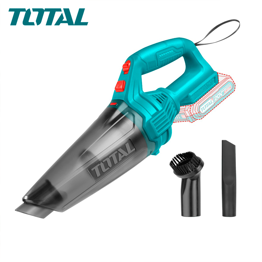 Aspiradora de Mano Inalámbrica TOTAL 20V 0.5L Succión ≥9kPa Portátil con Boquilla y Cepillo TVLI201261 S2315