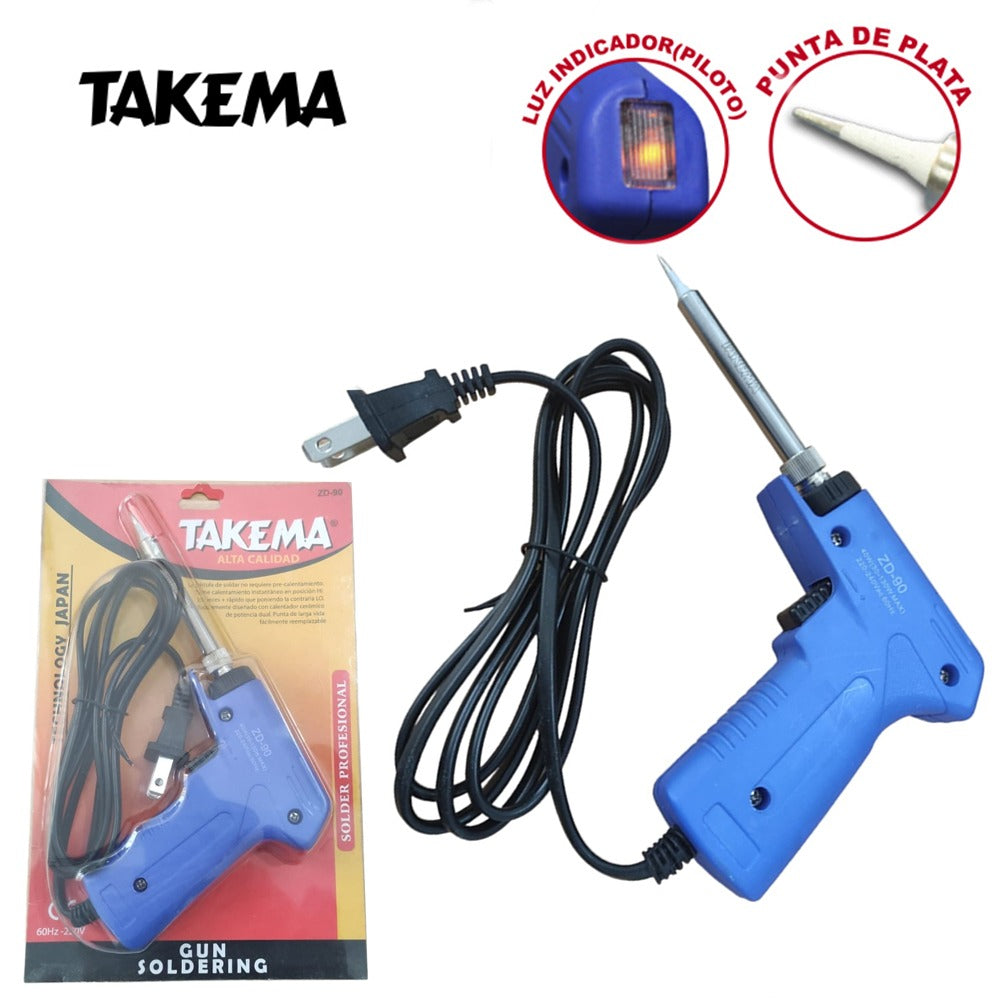 Cautin tipo Pistola punta de plata 30W130W TAKEMA ZD-90 Soldar 60Hz S1242