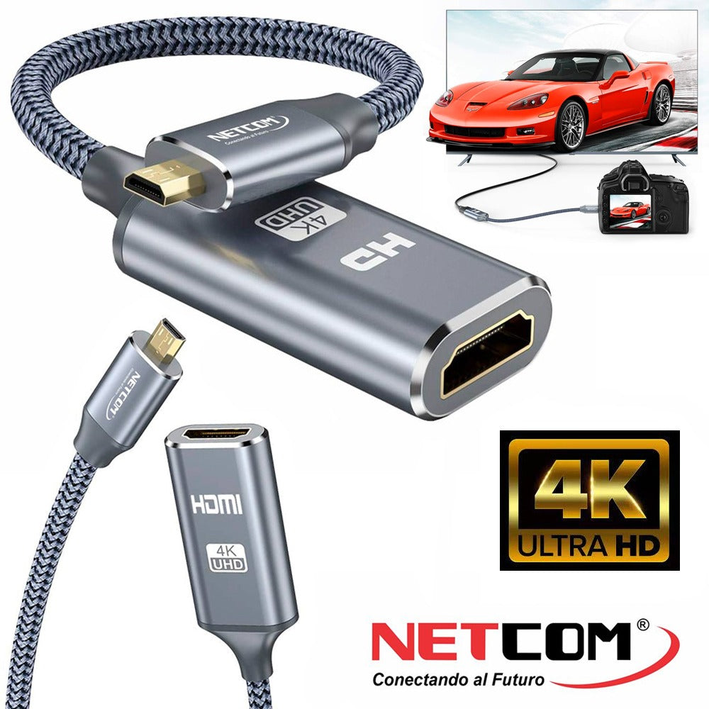 Cable adaptador convertidor Micro HDMI macho a HDMI hembra 4k 2.0 60hz S1138