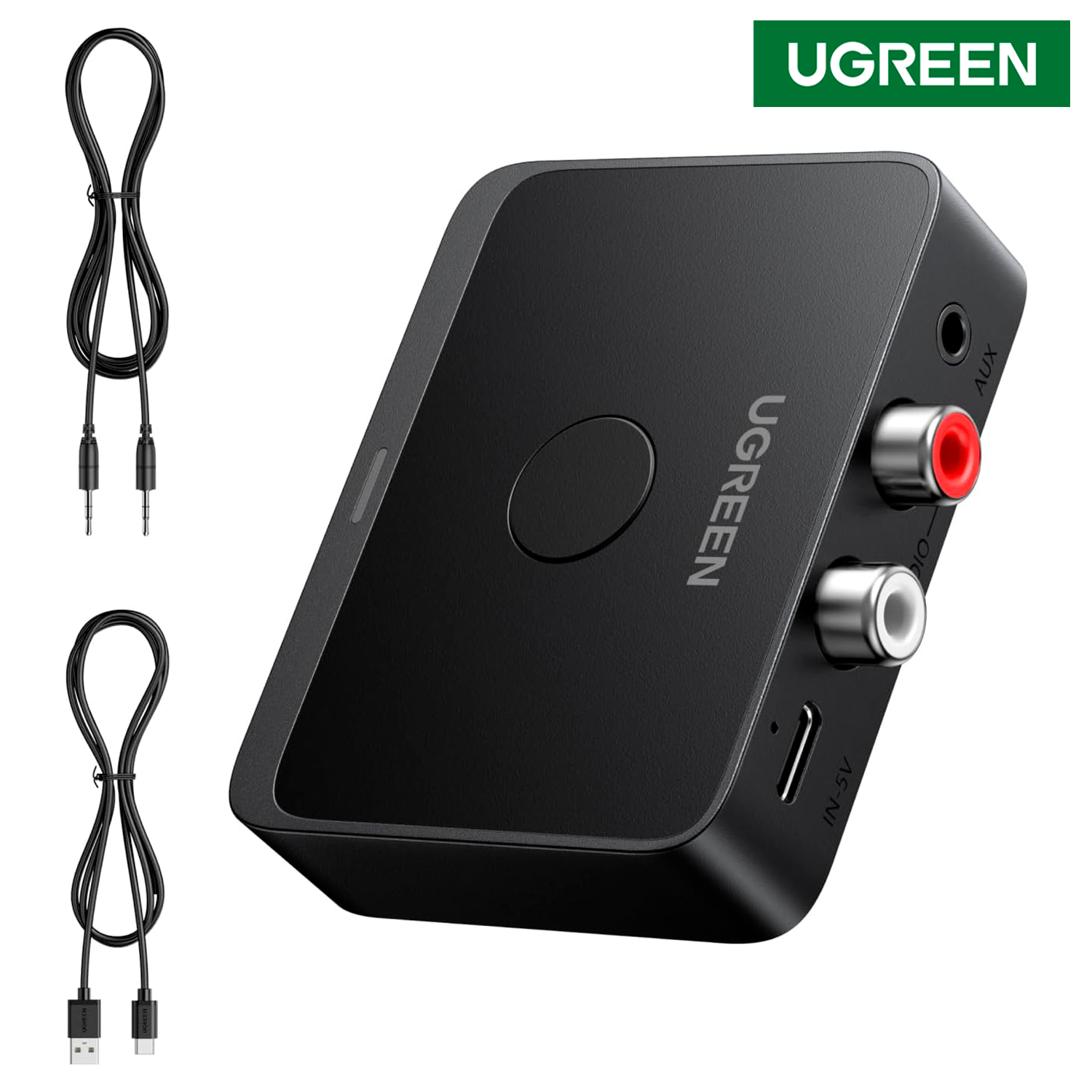 Receptor de Audio Bluetooth 6.0 Ugreen con LDAC Hi-Res Audio Salida RCA y 3.5mm Batería 15H S2212