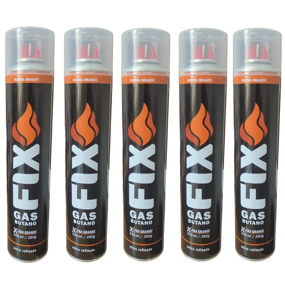 5 Gas Butano FIX Ultra Refinado Recarga Todo Tipo Encendedores Soplete S1738