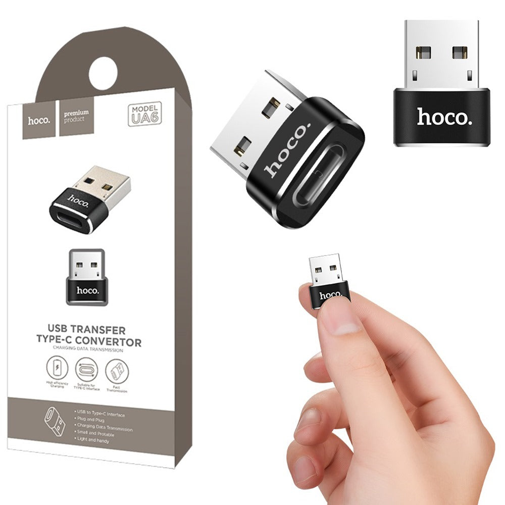 ADAPTADOR CONVERTIDOR OTG USB MACHO A TIPO C HEMBRA HOCO UA6 S0854