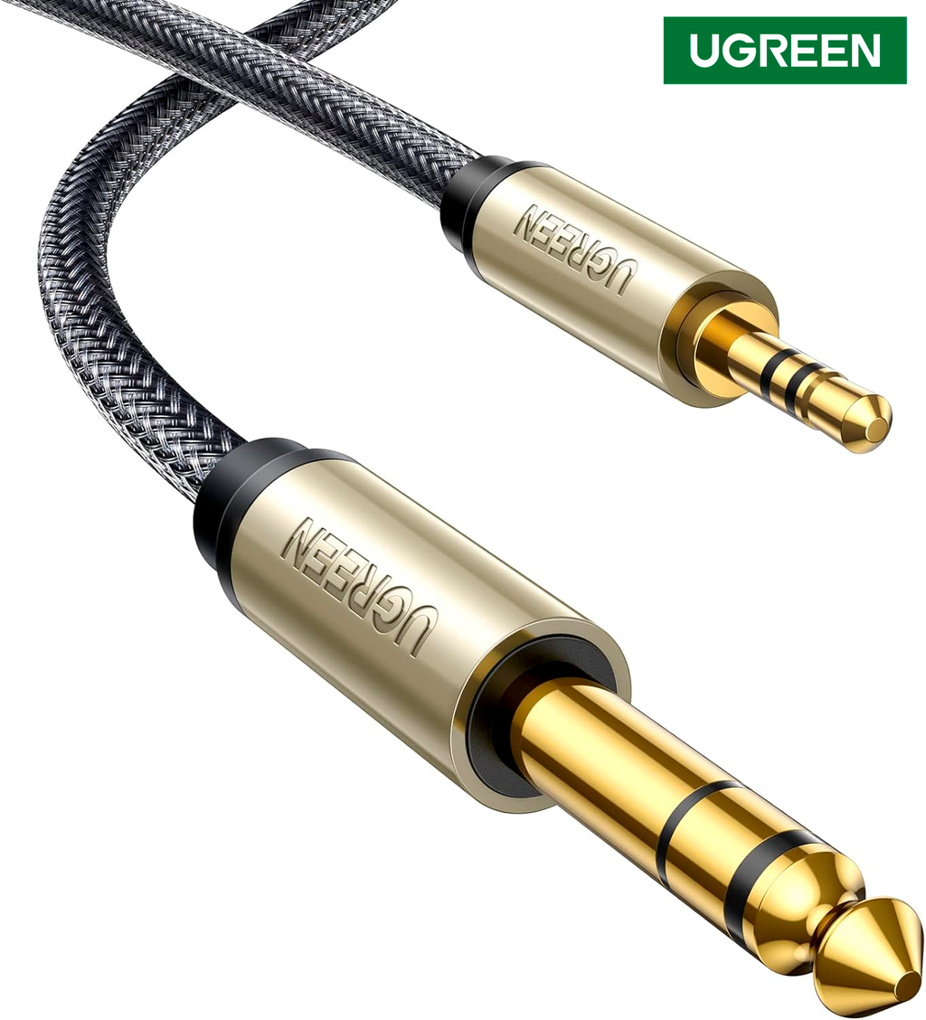 Cable de Audio UGREEN 3.5mm a 6.35mm 1/4 TRS 2m Nylon Trenzado Aleación Zinc Bañado S2295