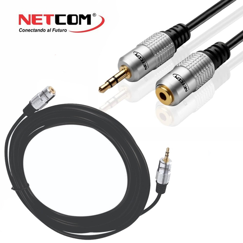 Cable Extension plug 3.5mm macho a plug 3.5mm hembra 1.8 Metros Netcom S1185