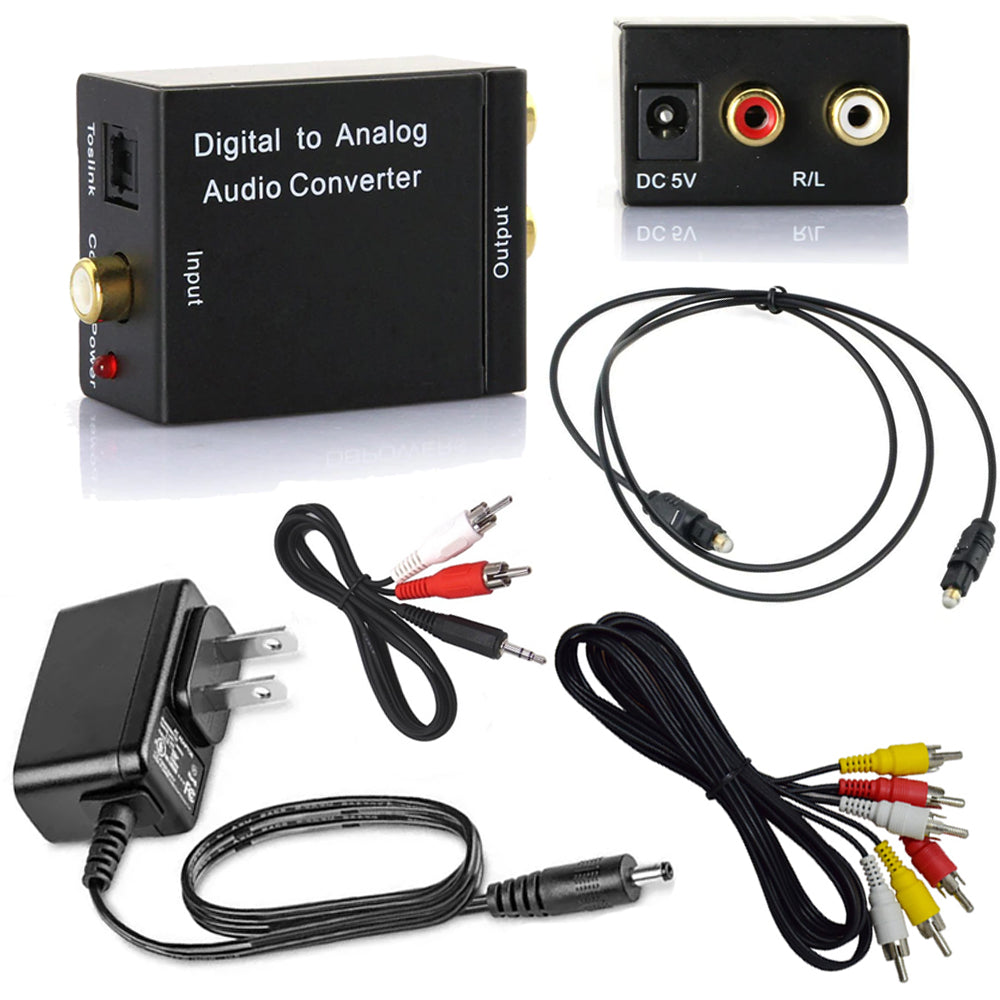 Kit Convertidor de Audio Optico Digital a RCA + cable optico rca aux S1147