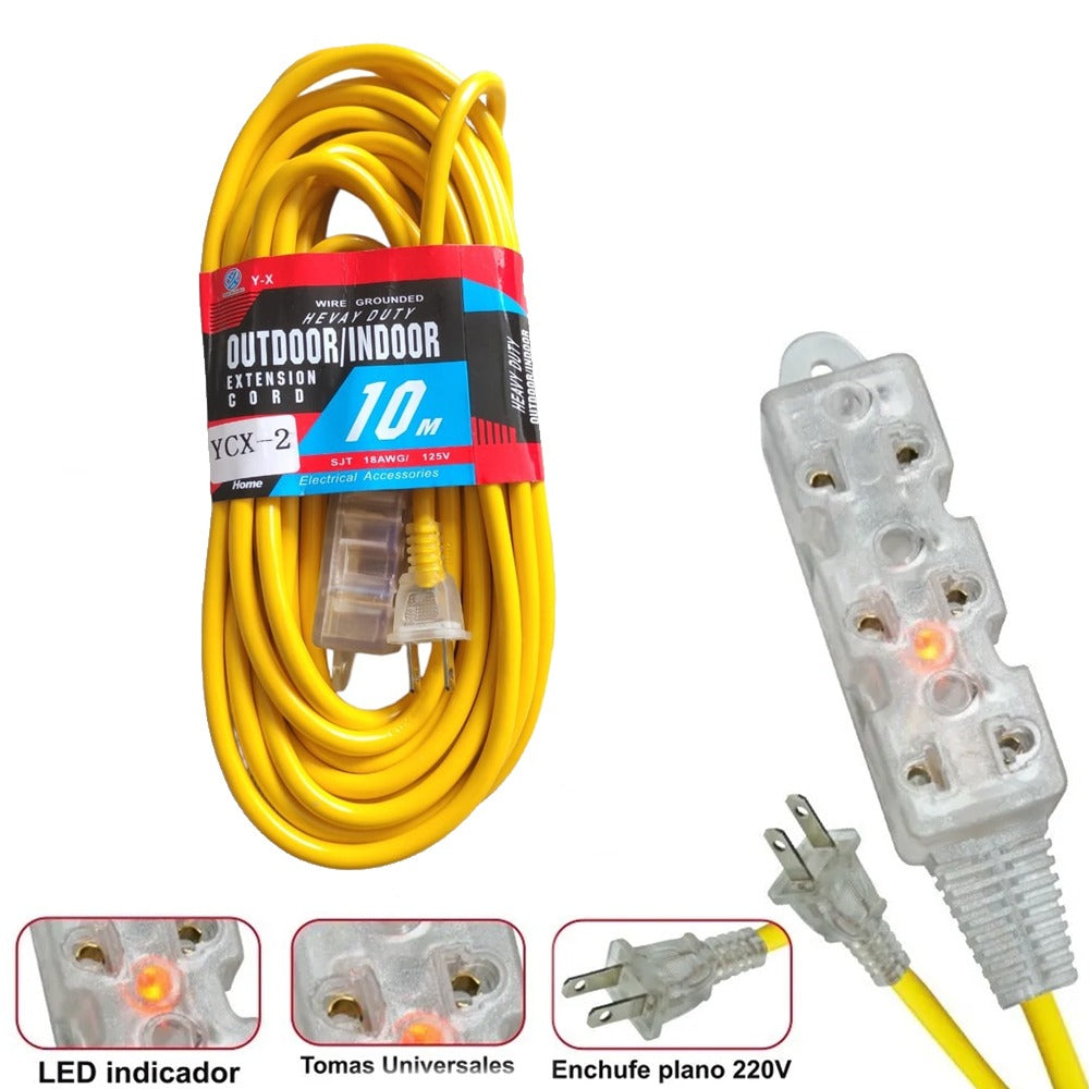 Extensión eléctrica cable vulcanizado de 3 tomas 10M S1048