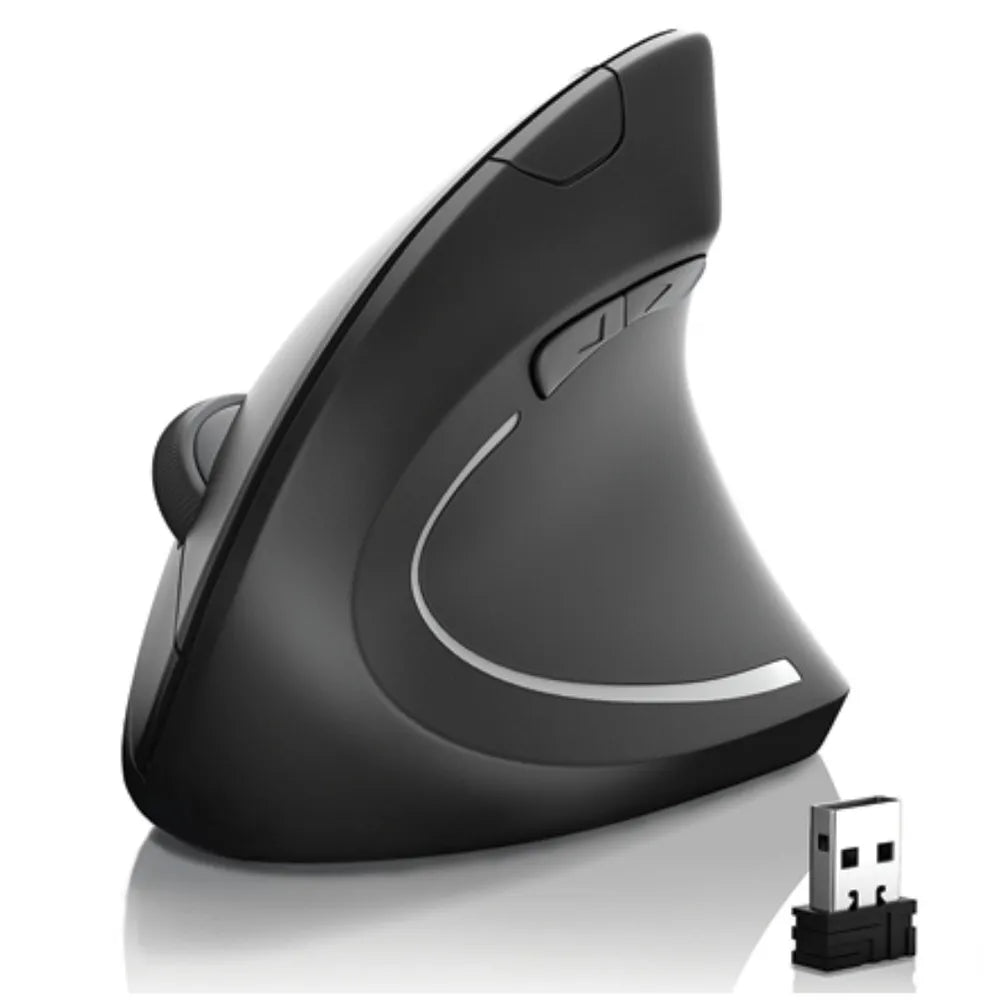 Mouse Vertical Inalámbrico Ergonómico USB Evita Túnel Carpiano Negro S1484