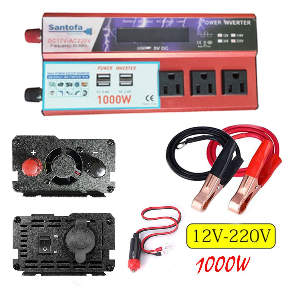Inversor de Corriente 12V a 220V | 1000W - 2000W Pico | Pantalla LCD | S1316